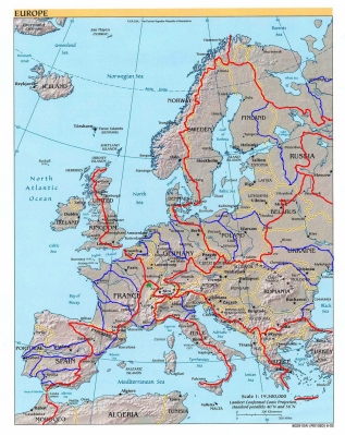 kaart 21 Waterscheidingen in Europa