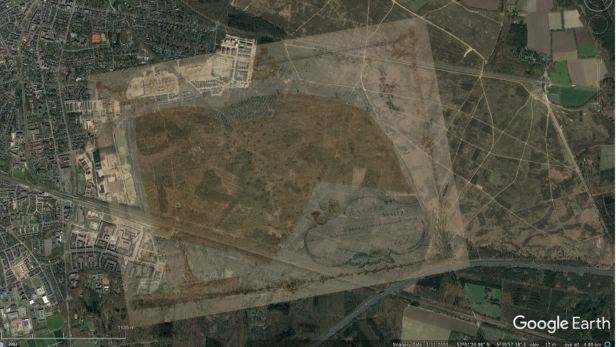 De kaart van Van der Does van de Sijsselt op Google Earth geprojecteerd