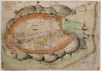 Kaart uit 1550 van het Binnenveld