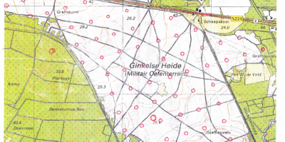 Raster op de Ginkelse Heide op topografische kaart